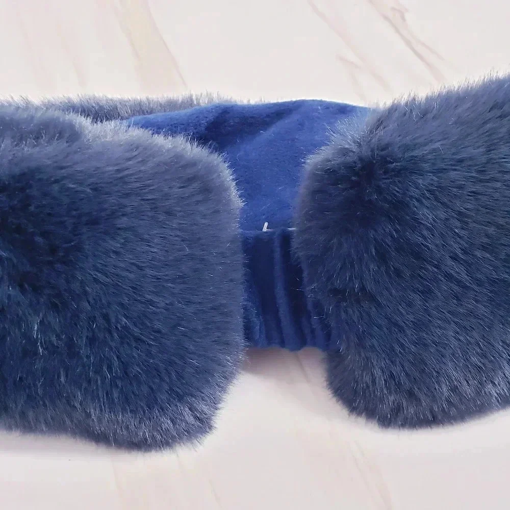 Chico's Faux-Fur Headband Navy Blue Cold Weather Luxe Cozy Soft One Size